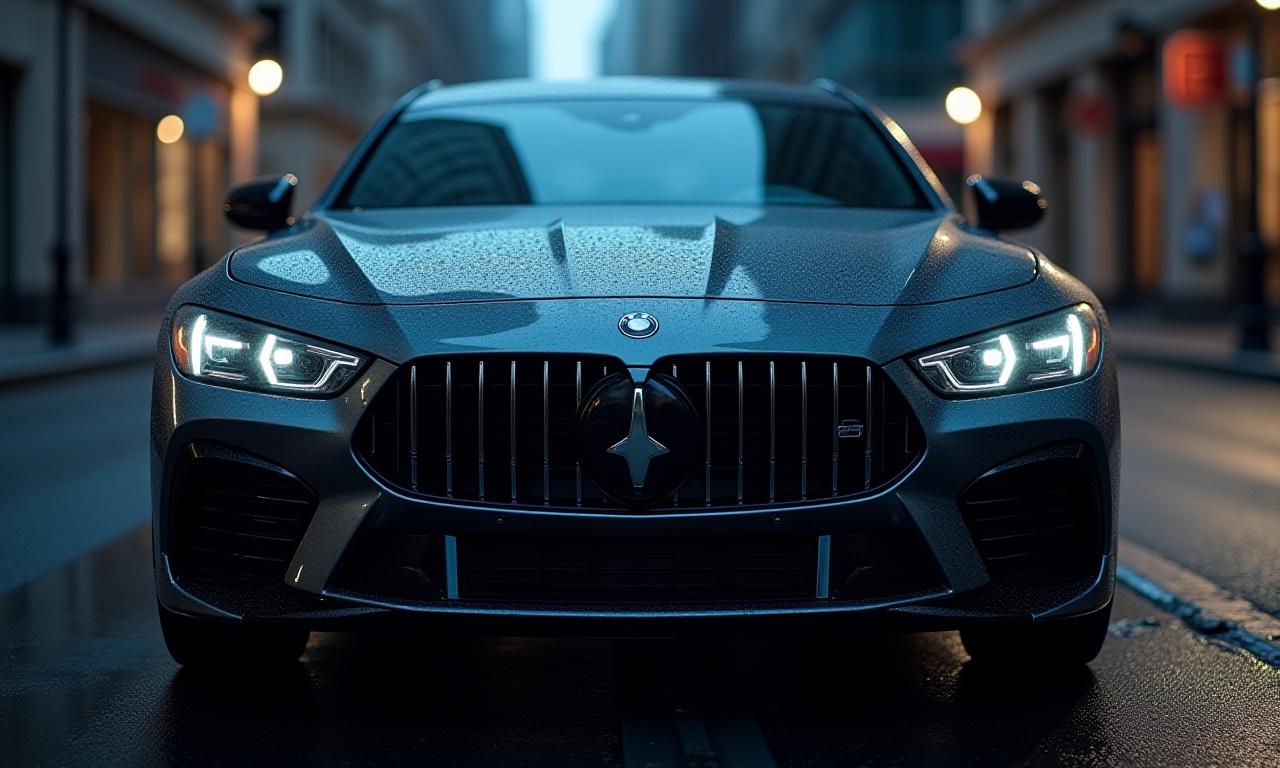 A perfectly detailed dark grey car with water beading off its weather-resistant coating